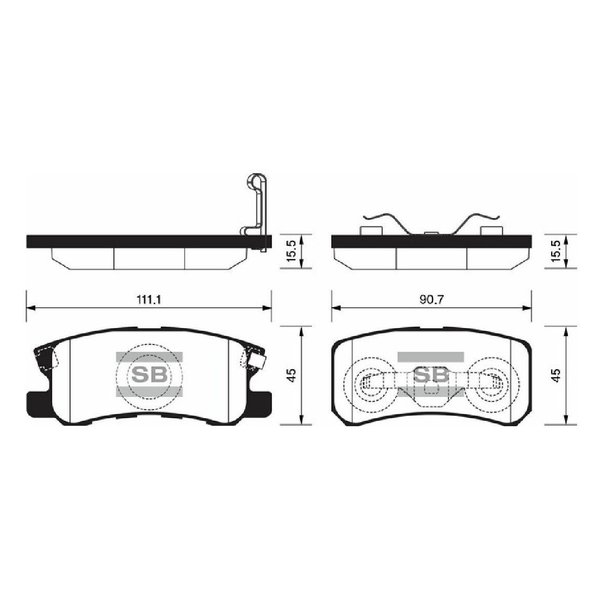 Колодки тормозные задние Sangsin SP-2076 (D6106H,NP3004,PF3450)