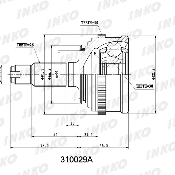 Шрус Honda 44010-S01-961 Inko 310029A 26x50x30 CR-V I 95-02 (HOE-024A) 