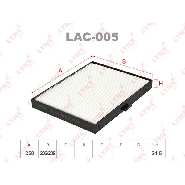Фильтр салонный Lynx LAC-005 (97133 2D205/97133 2D200/CU 2634 Mann)