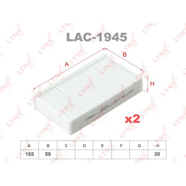 Фильтр салонный Lynx LAC-1945 (CU 1721-2 Mann)