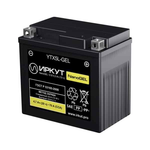 Аккумулятор мото ИРКУТ YTX5L-GEL 4 А/ч L