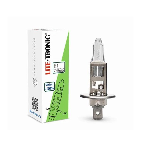 Галогенная лампа головного света H1 Lite-Tronic Vision+30% 12V55WP14.5S