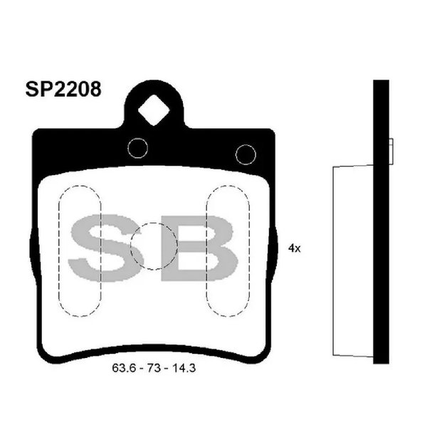 Колодки тормозные задние Mercedes Sangsin SP-2208 C-Class W202/203 93/05-07/02 E-Class W210