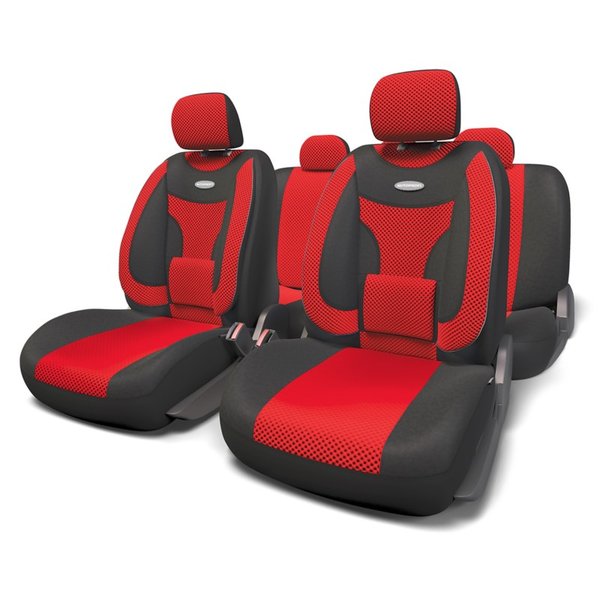 ECO-1105 BK/RD (M) Чехлы автомобильные Extra Comfort перфор вел 11пр карм 6мол черн/красн р-р М