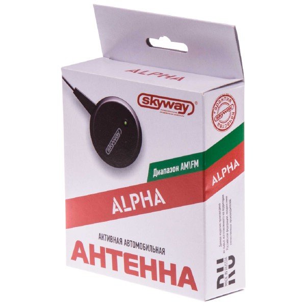 Антенна FM активная внутрисалонная SKYWAY ALPHA  круглая тонкое полотно, кабель 2,2 черный
