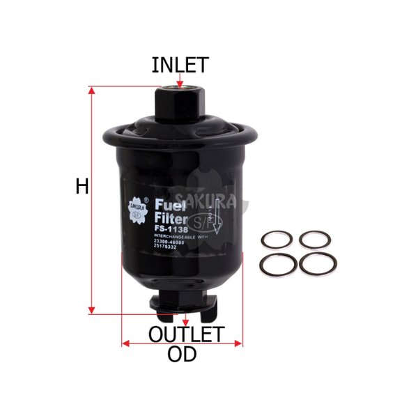 Фильтр топливный Sakura FS-1138 (23300-79555 Оригинал Toyota) Индонезия