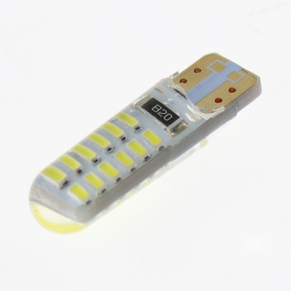 Лампа св/д T10 12V 24 SMD 3014 Силикон White →