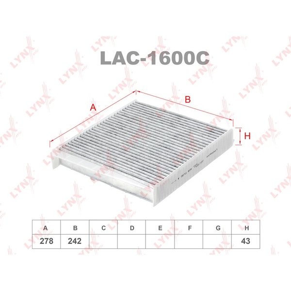 Фильтр салонный Lynx LAC-1600C (CUK 2855 Mann) угольный 